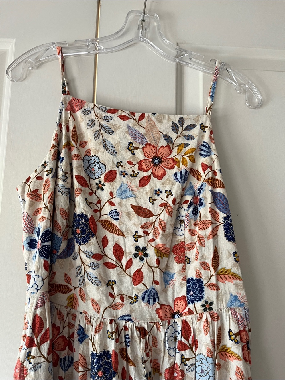 Old Navy Cream Floral Dress with Blue and Rust Flowers - Picture 2 of 4